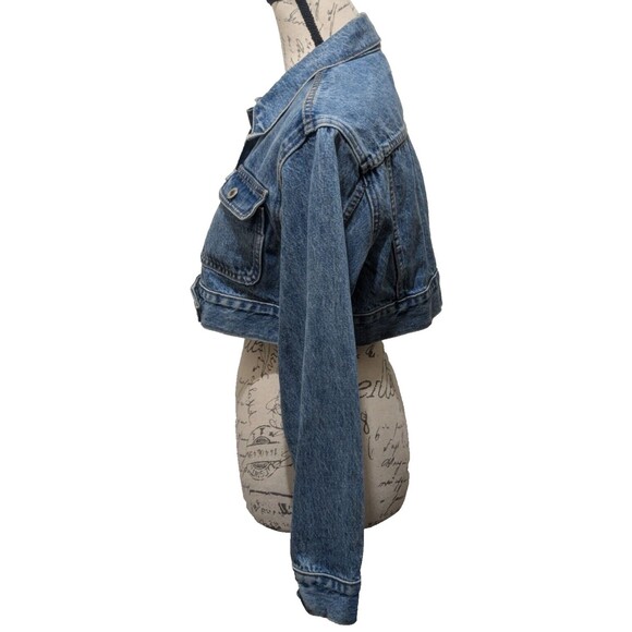 Levi Strauss Denim Cropped Jacket Small  Silver Tab  Western  Cow Girl  Rodeo - Picture 4 of 13